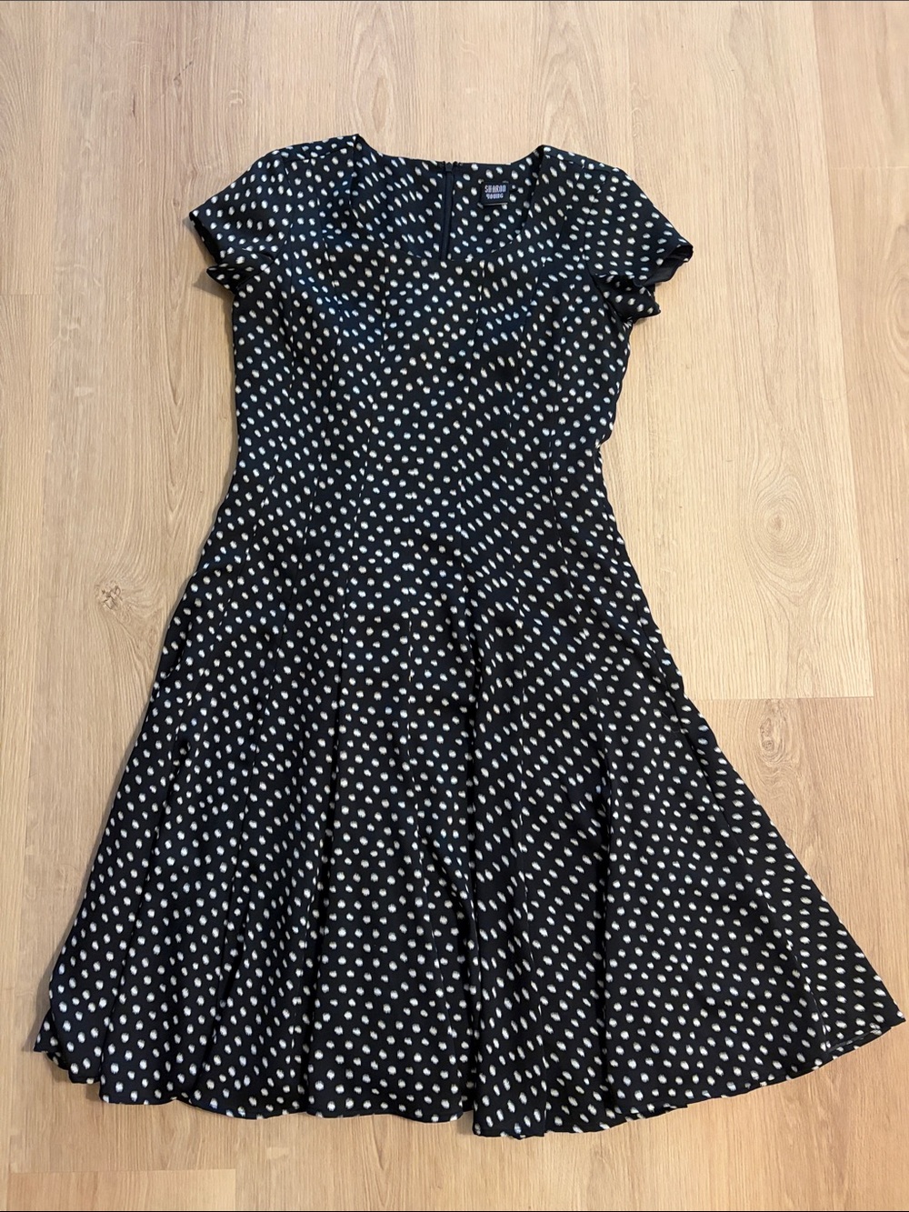 Sharon Young Black Dress with White Polka Dots